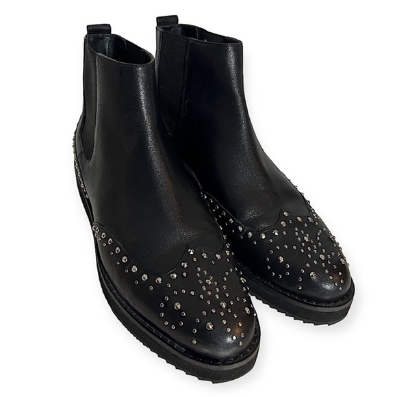 MICHAEL KORS Sofie Studded Leather Chelsea Boots Black Size 8 - Picture 4 of 10